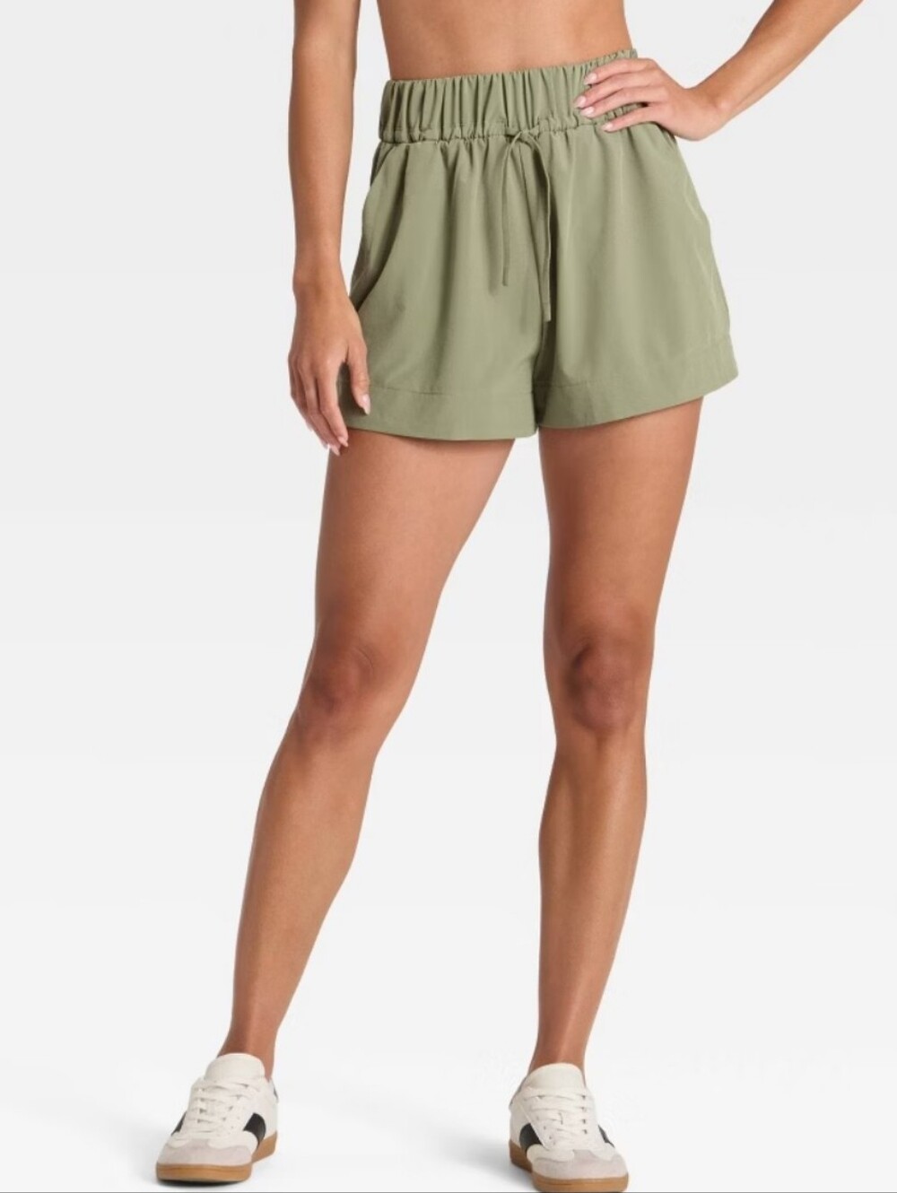 Women's Active Light High-Rise Wide Leg Shorts 3.5" All In Motion Olive Green M